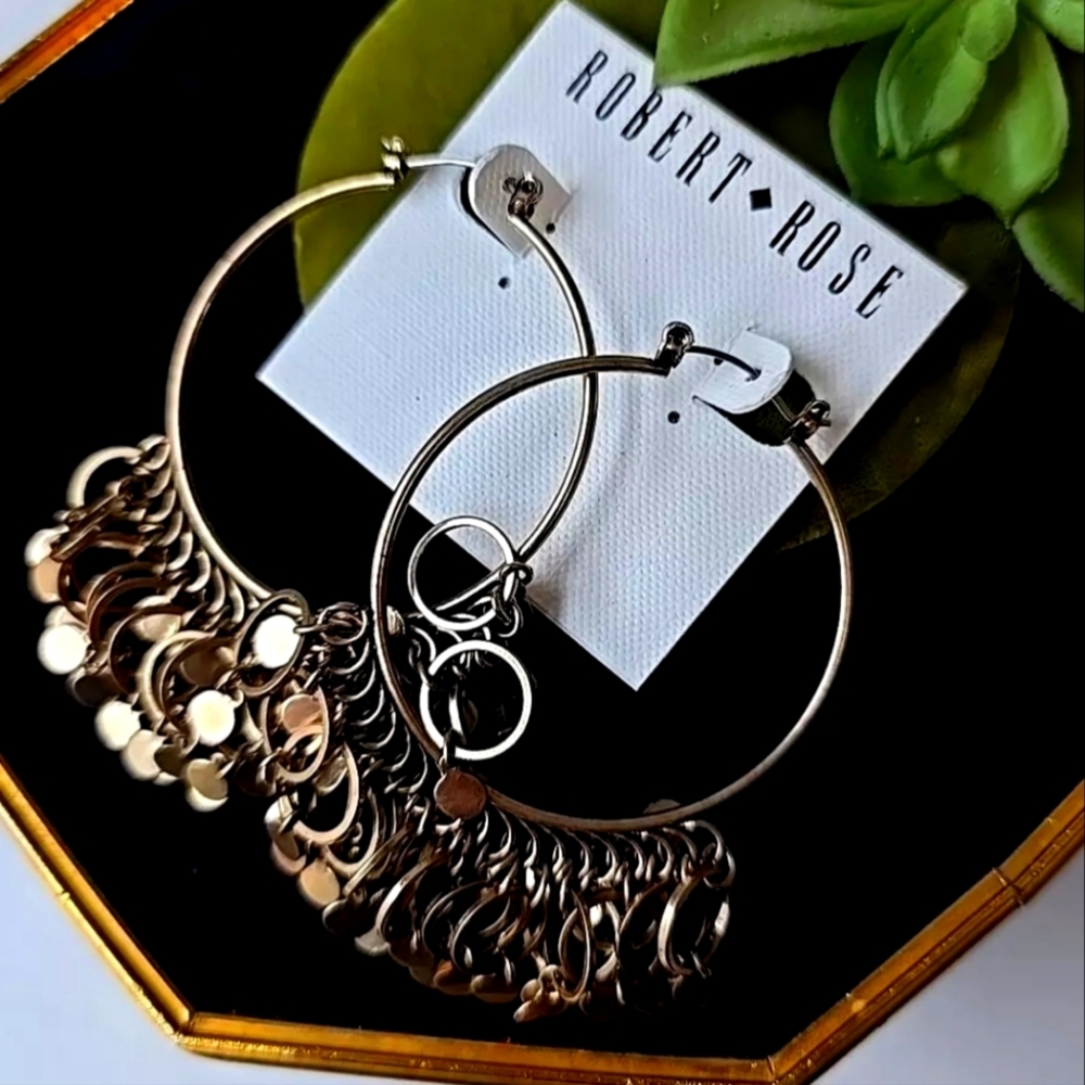 Robert Rose Gold Hoop Earrings NWT
